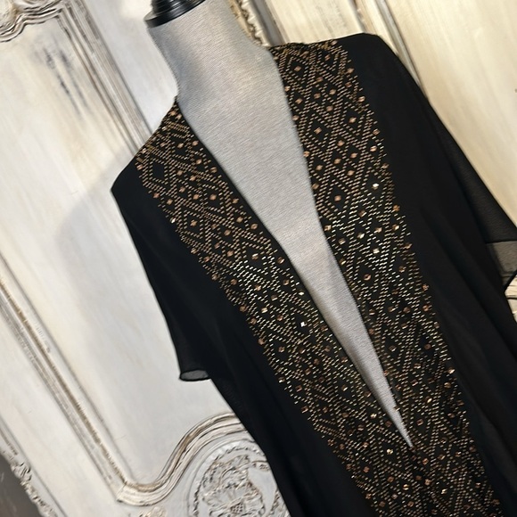 Jessica Mc Clintock Sheer with Rose Gold Faux Rhinestone Embellished  Kimono NWT - Picture 2 of 12